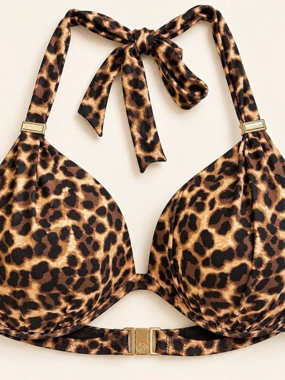 Victoria's Secret Harlow Halter Push-Up Bikini Top Brown & Black 34B